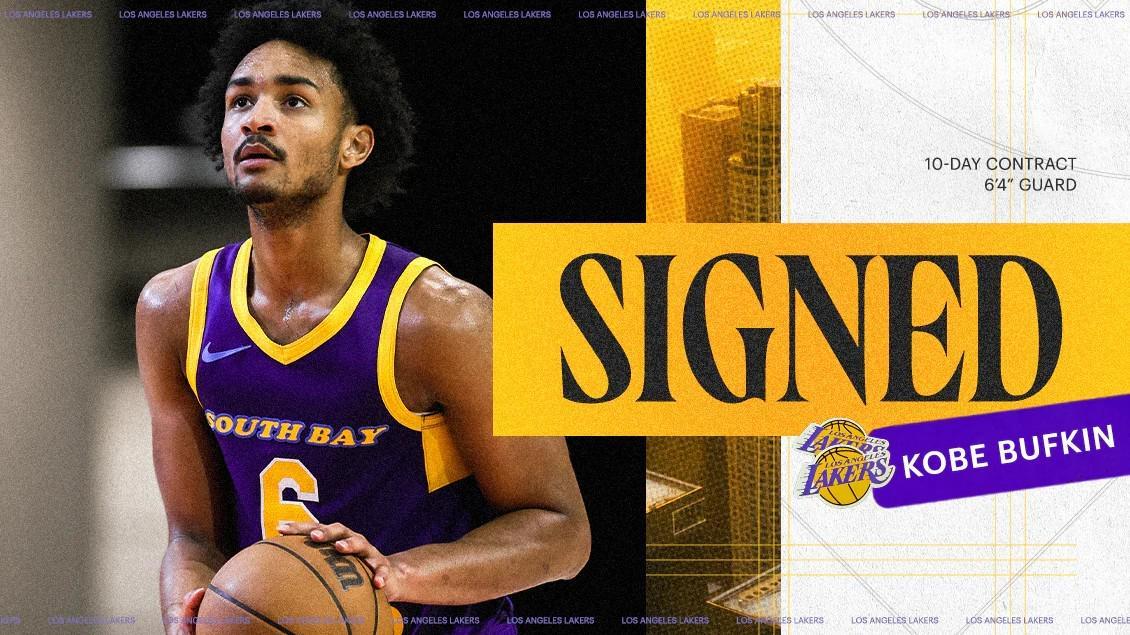 科比来了！官方：湖人与科比-巴夫金签下10天短合同，后者穿18号